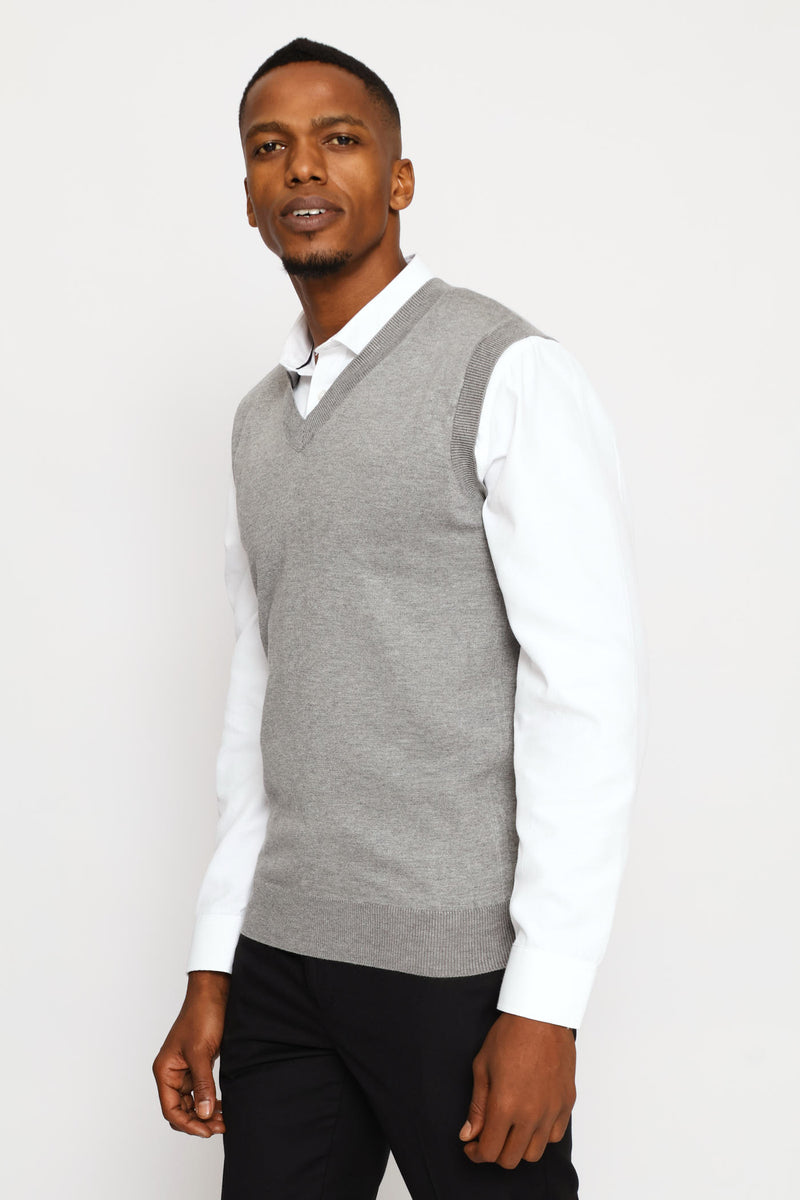 Signature Regular Knit Vest - Grey