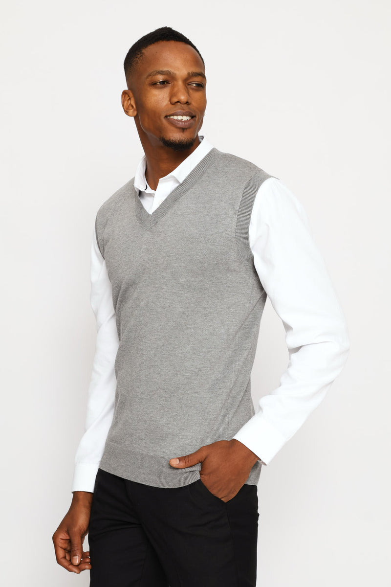 Signature Regular Knit Vest - Grey