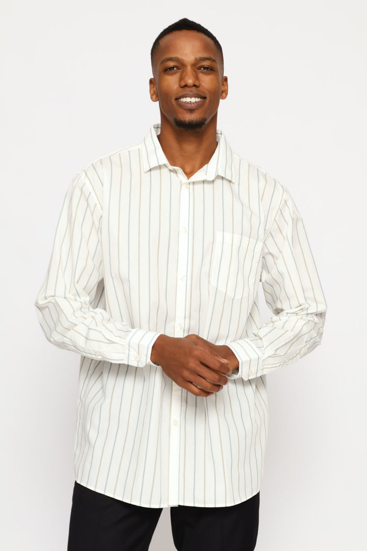 Regular Two-Tone Stripe Print Shirt - Multi