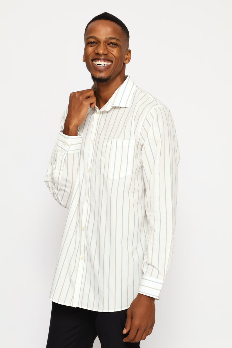 Regular Two-Tone Stripe Print Shirt - Multi