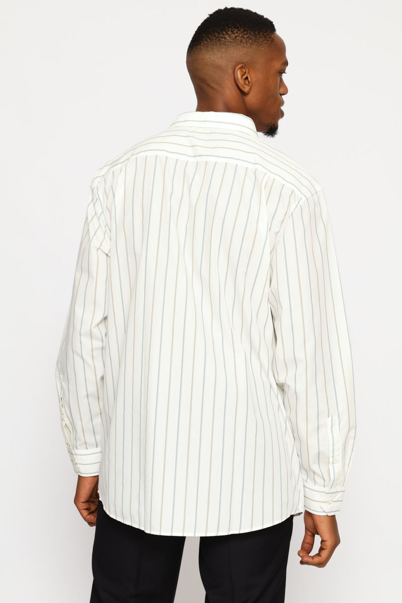 Regular Two-Tone Stripe Print Shirt - Multi