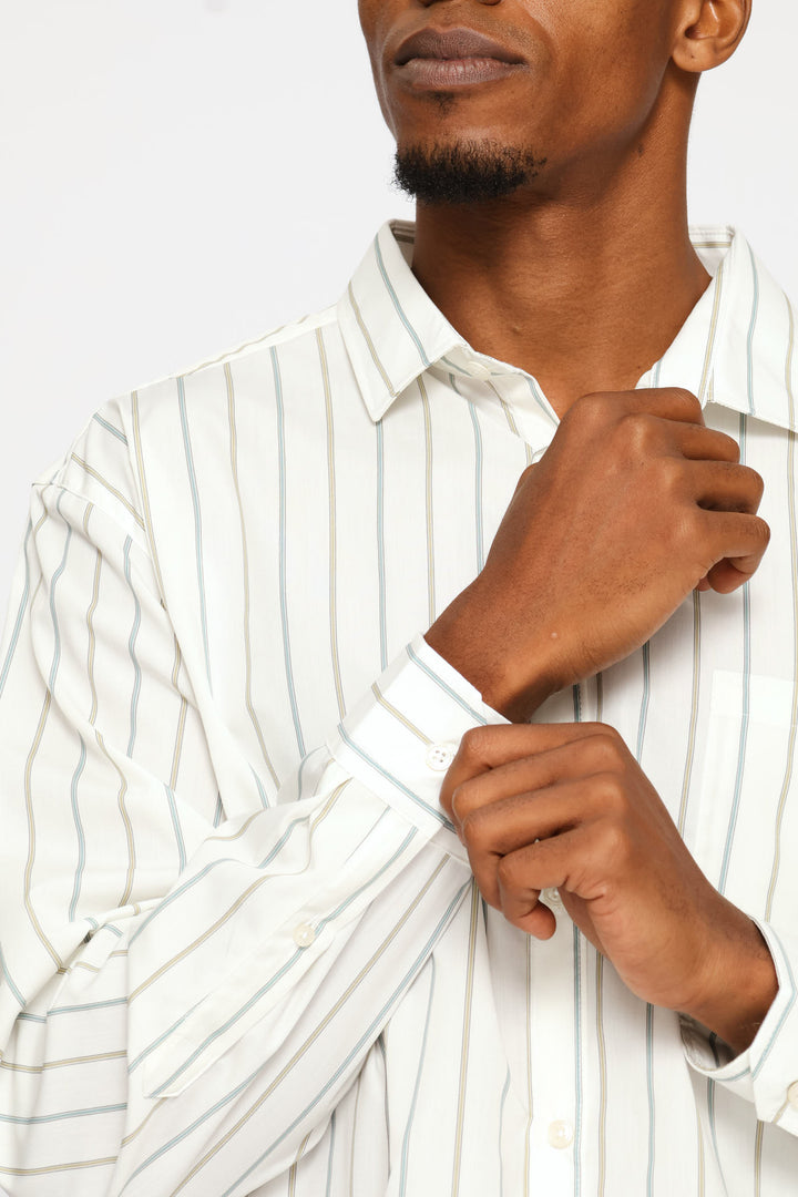 Regular Two-Tone Stripe Print Shirt - Multi