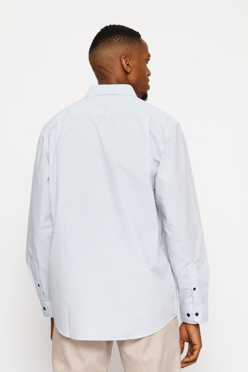 Regular Triangle & Spot Printed Shirt - White/Blue