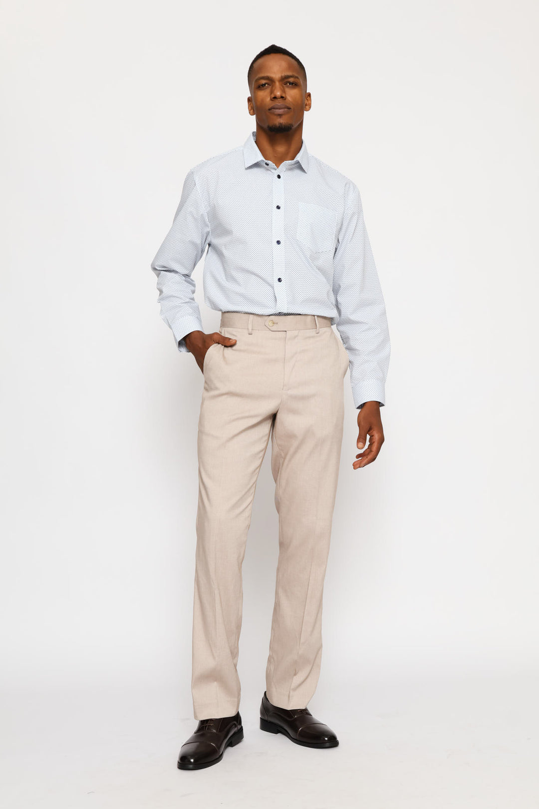 Regular Triangle & Spot Printed Shirt - White/Blue