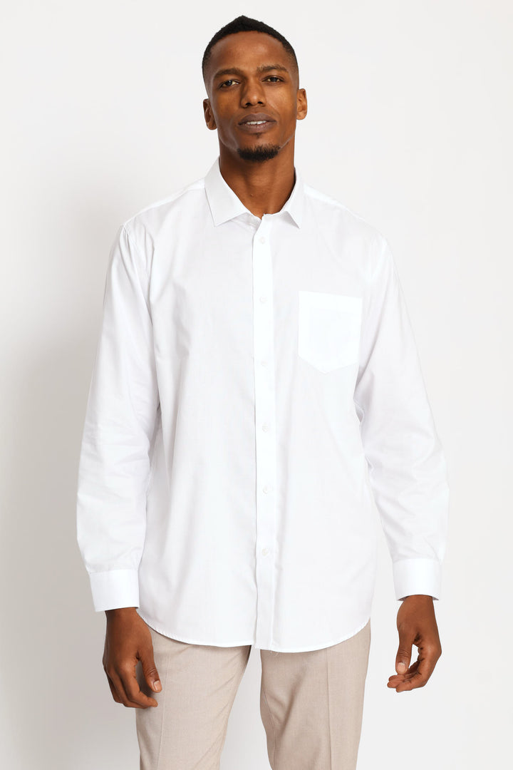 Regular Tonal Textured Long Sleeve Shirt - White