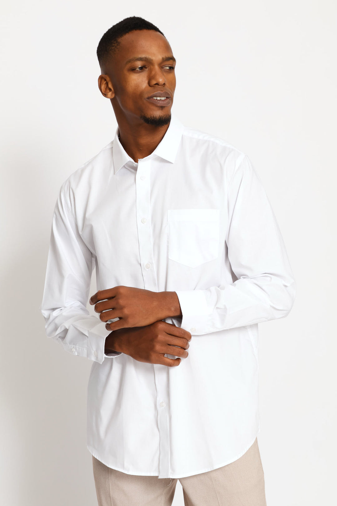 Regular Tonal Textured Long Sleeve Shirt - White