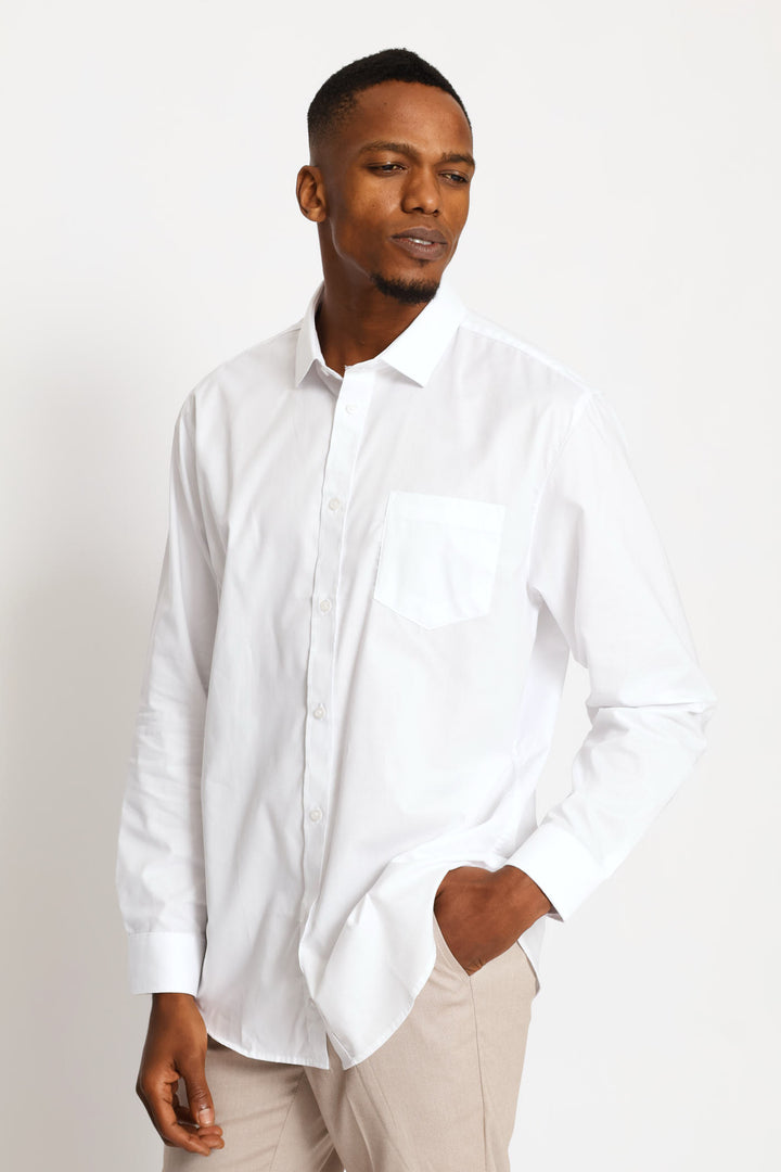 Regular Tonal Textured Long Sleeve Shirt - White
