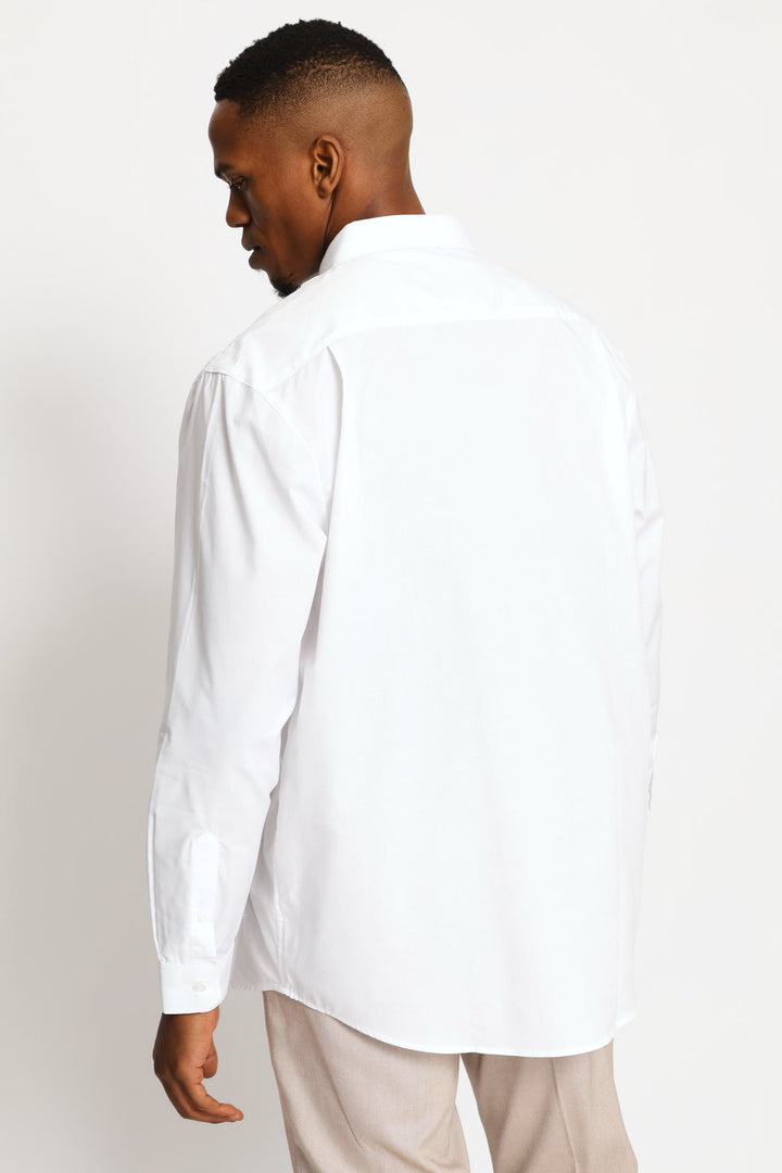 Regular Tonal Textured Long Sleeve Shirt - White