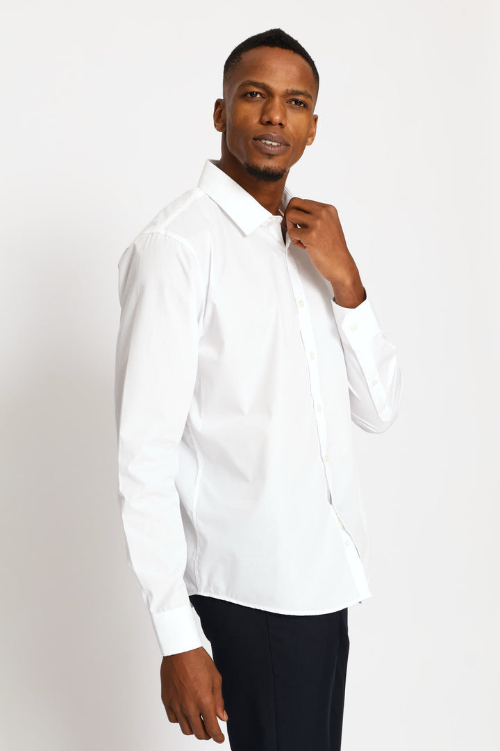 Slim Easy Care Long Shirt - White