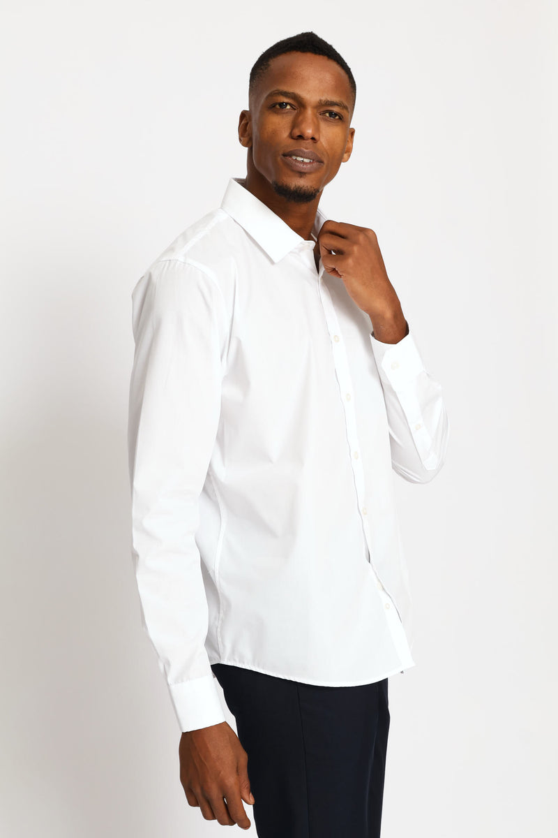 Slim Easy Care Long Shirt - White