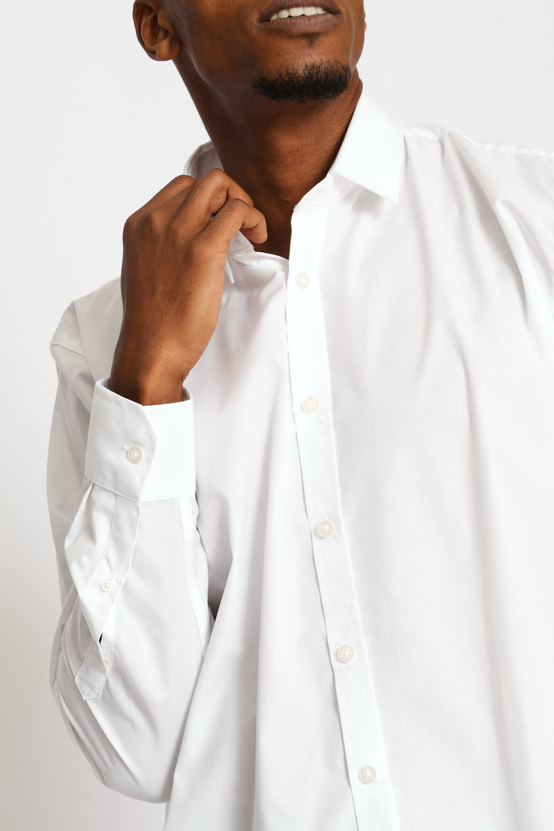 Slim Easy Care Long Shirt - White