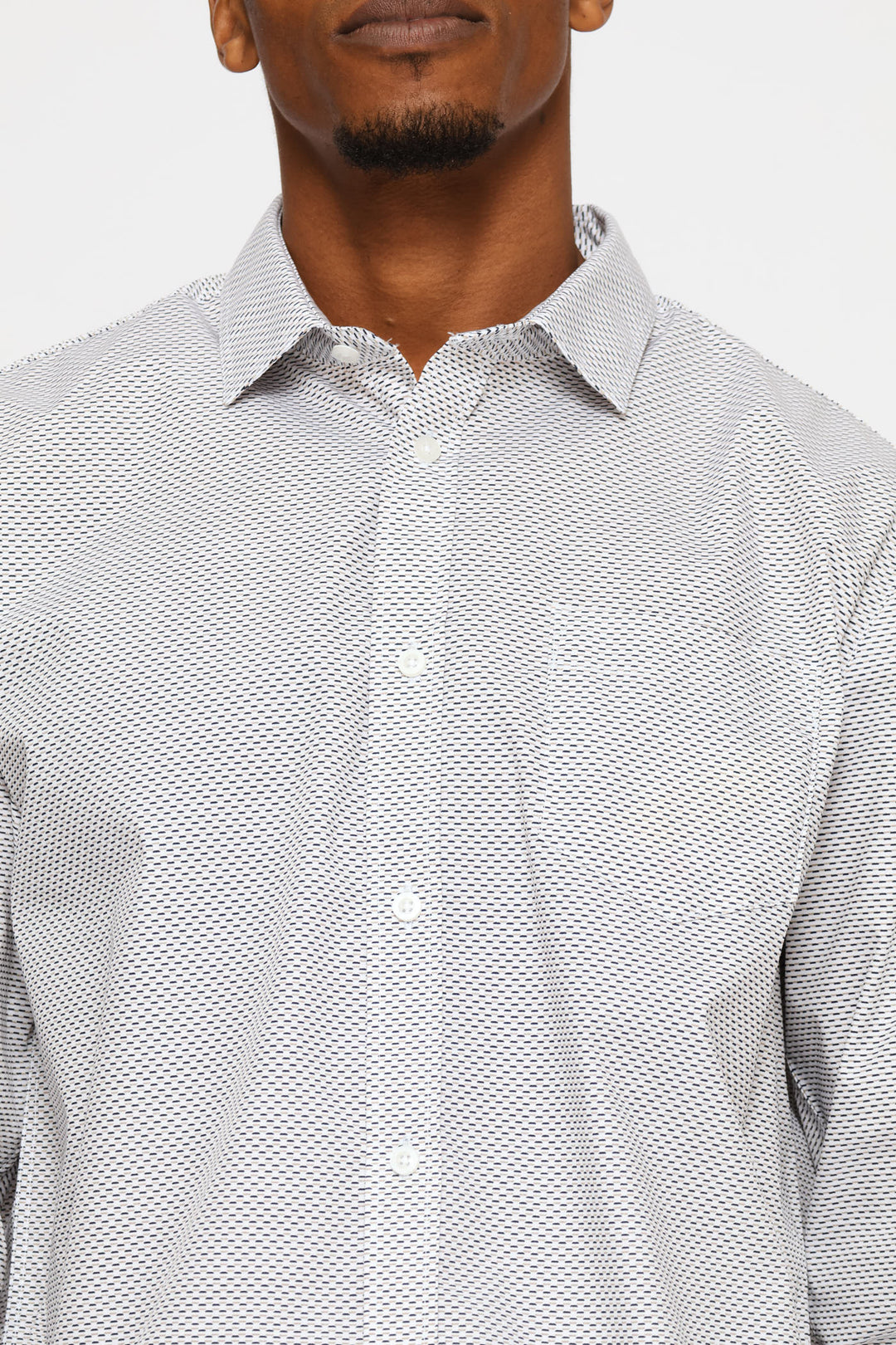 Regular Two-Tone Diamond Spot Long Sleeve Shirt - Navy/Brown