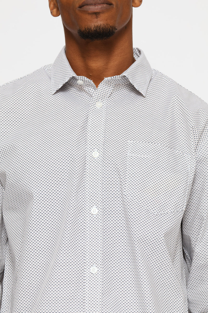 Regular Two-Tone Diamond Spot Long Sleeve Shirt - Navy/Brown