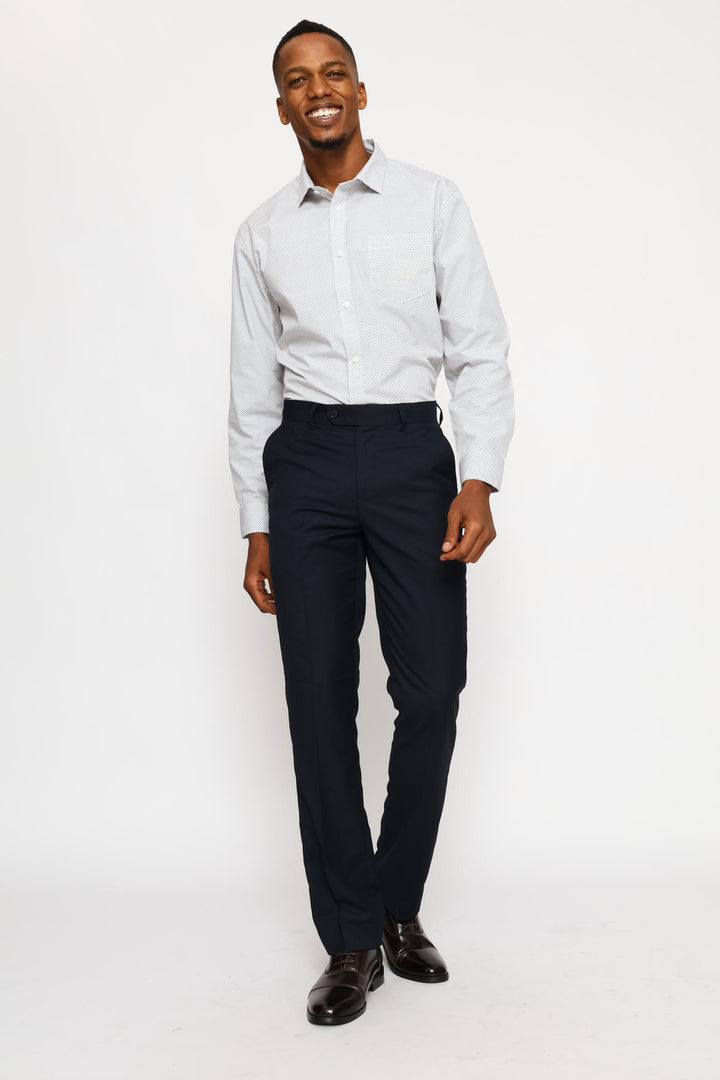 Regular Two-Tone Diamond Spot Long Sleeve Shirt - Navy/Brown