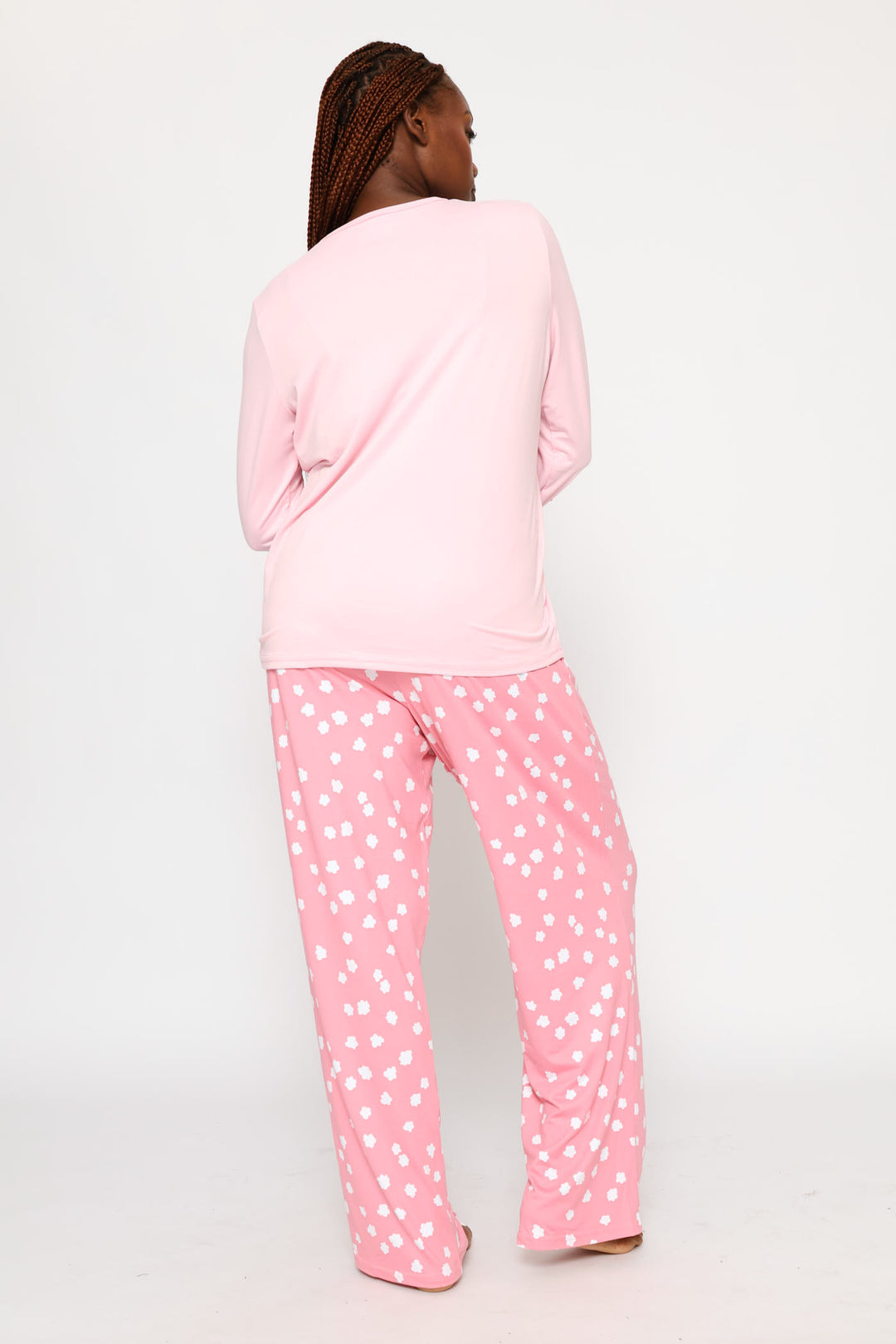 Long Sleeve Soft Touch Popcorn Top & Pant Set - Pink