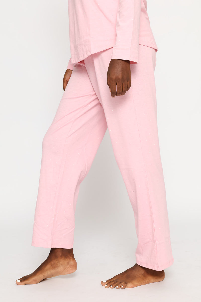 Spot Knit Straight Leg Pant - Pink