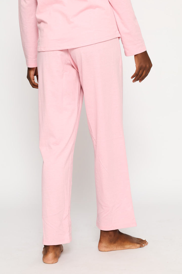 Spot Knit Straight Leg Pant - Pink