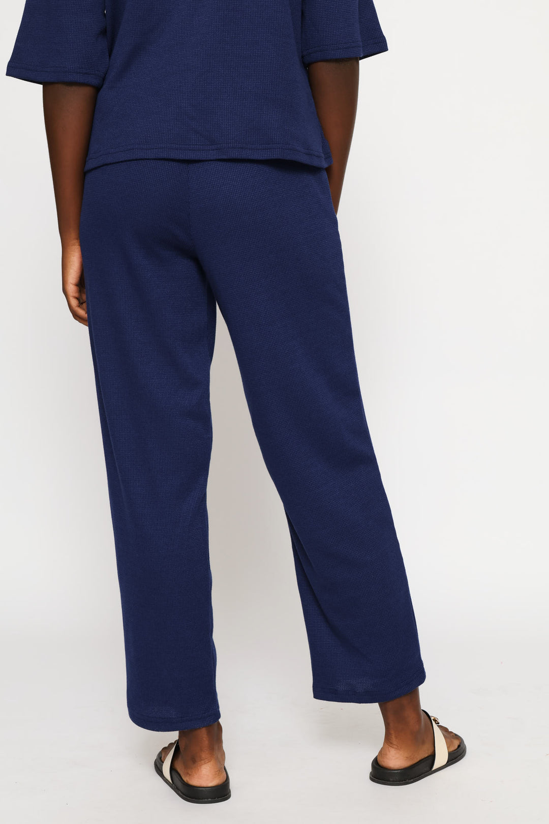 Pull On Tapered Leg Waffle Pant - Navy