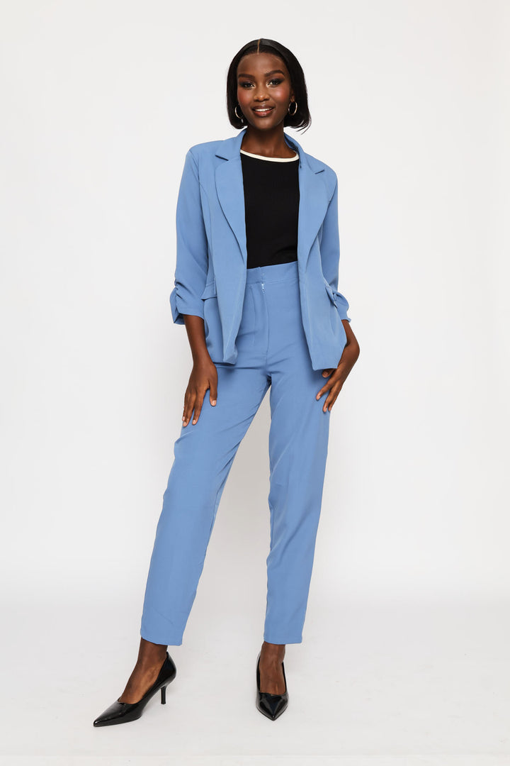 Concealed Button Tapered Leg Pant - Blue