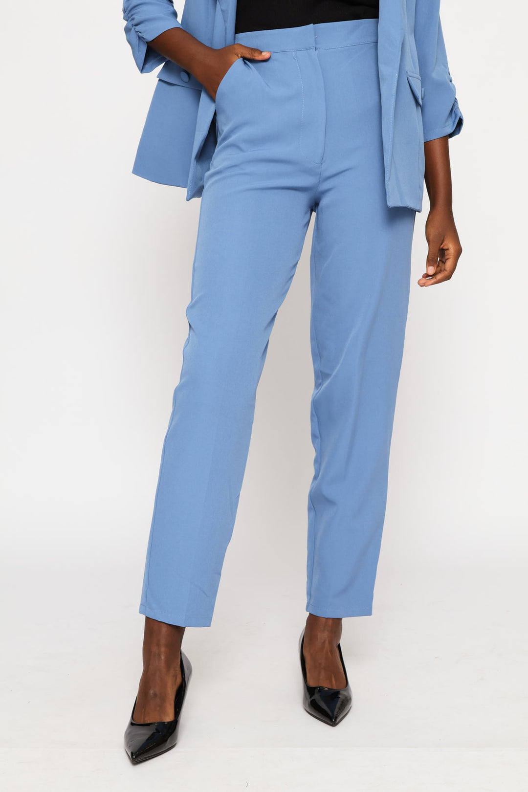 Concealed Button Tapered Leg Pant - Blue