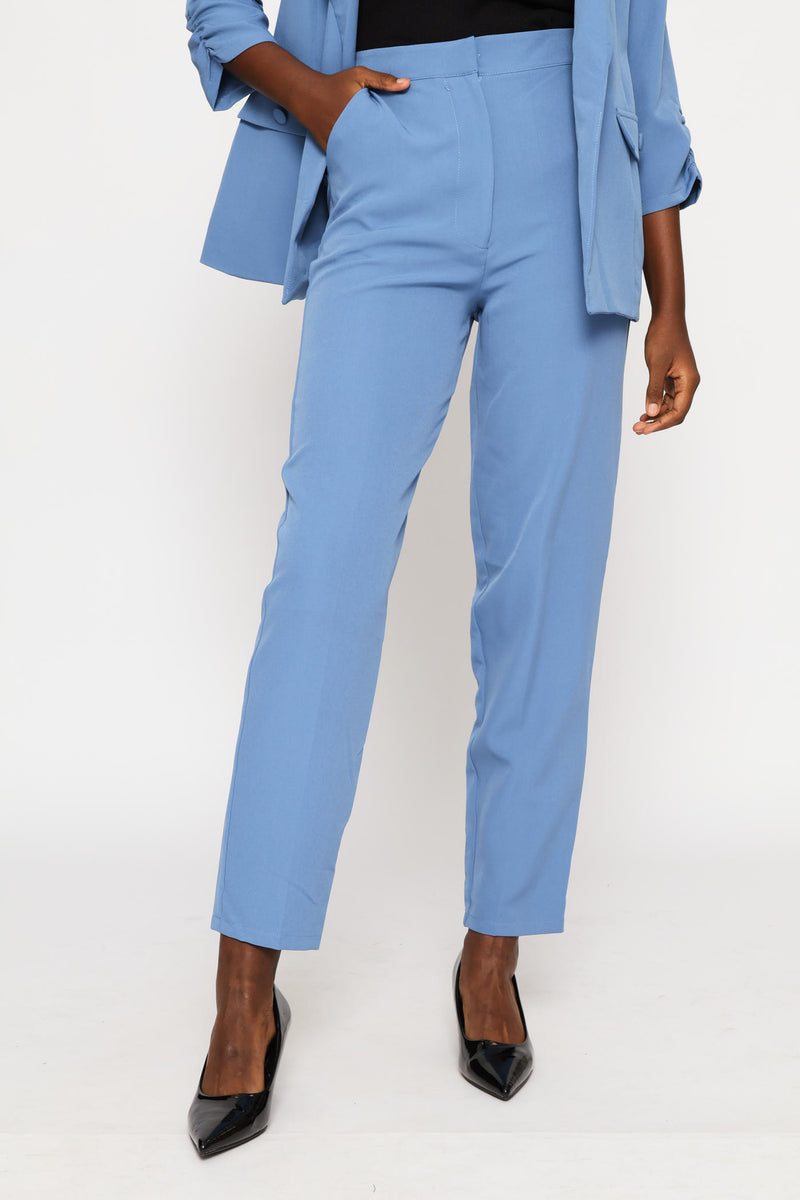 Concealed Button Tapered Leg Pant - Blue
