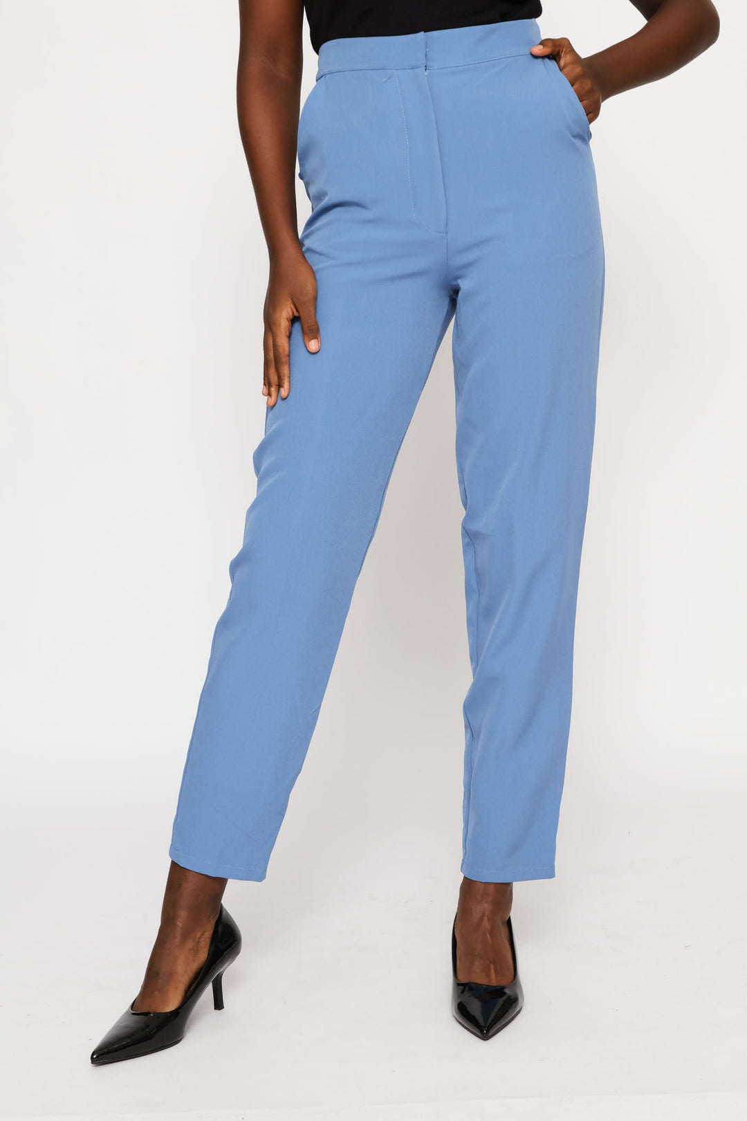 Concealed Button Tapered Leg Pant - Blue