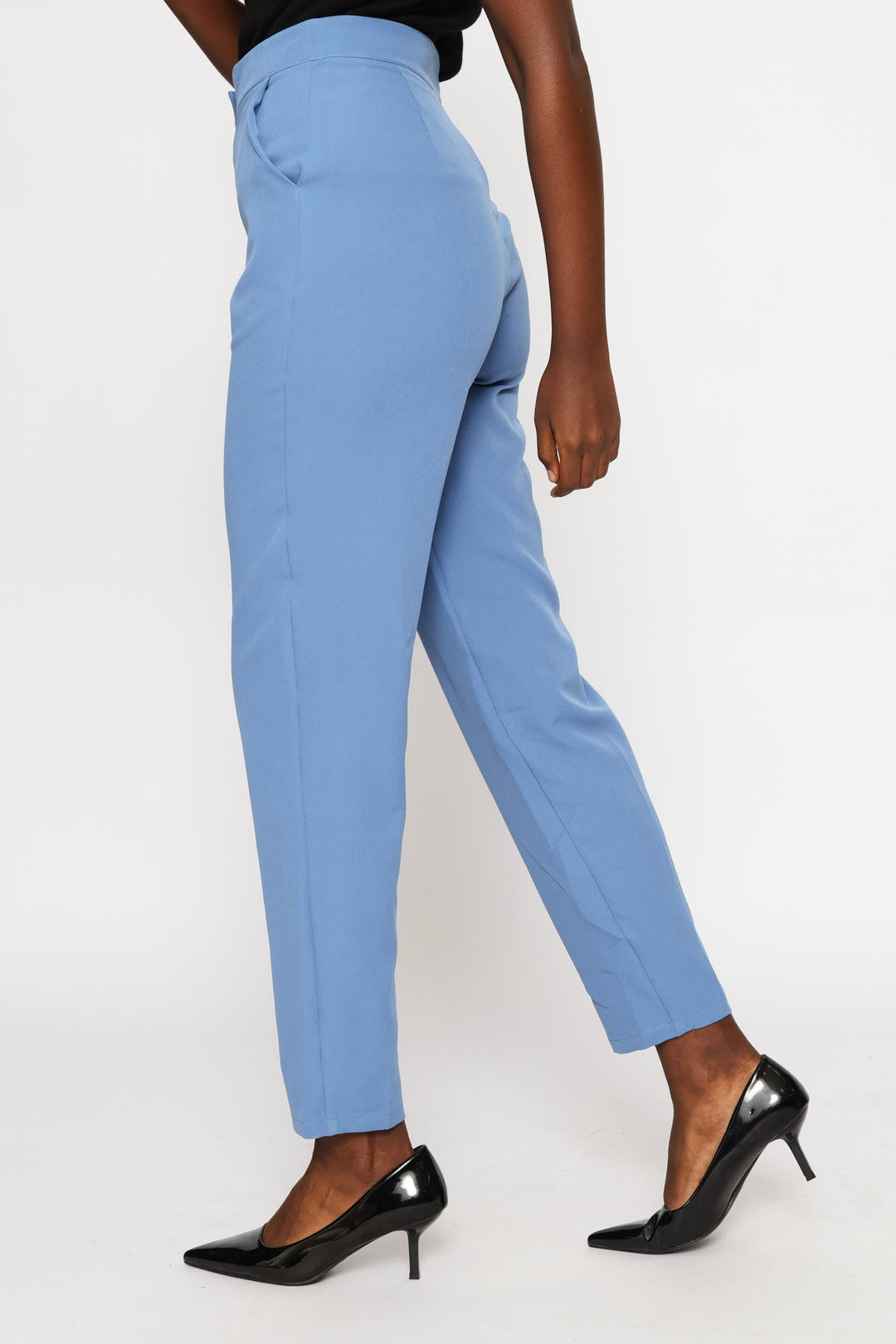Concealed Button Tapered Leg Pant - Blue