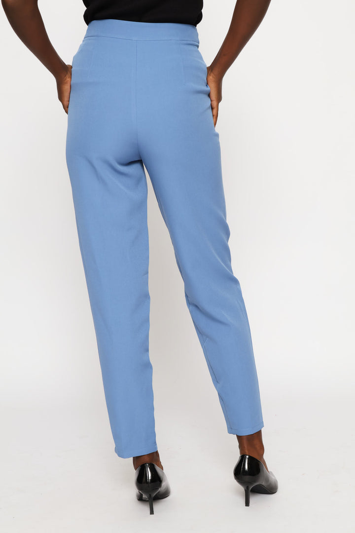 Concealed Button Tapered Leg Pant - Blue