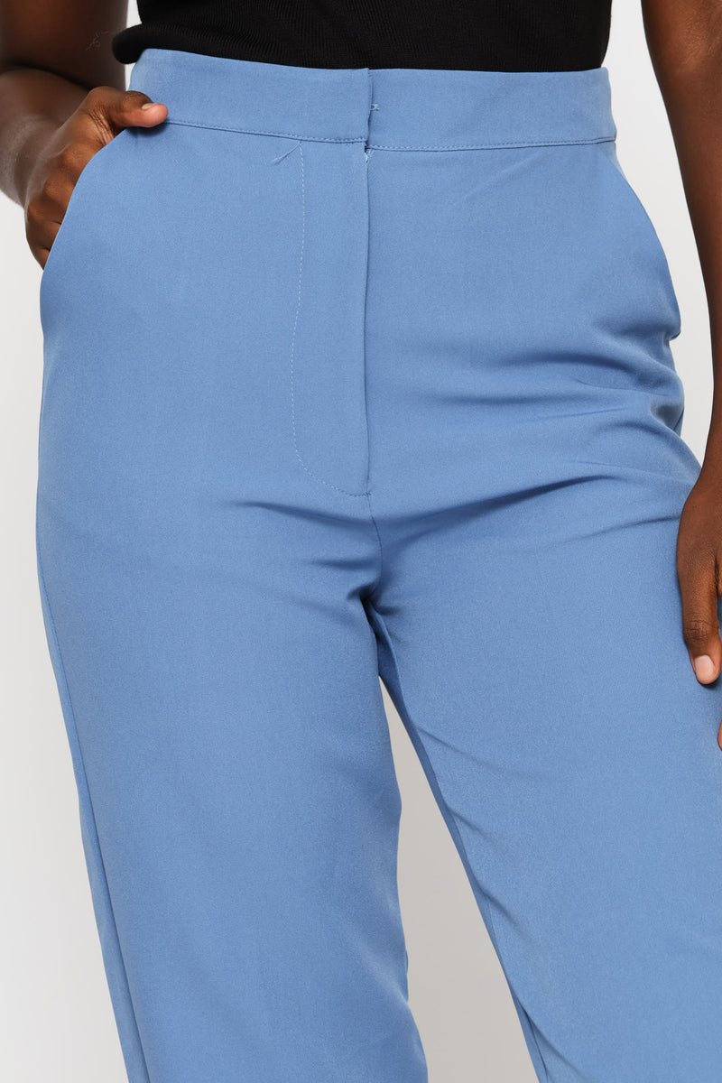 Concealed Button Tapered Leg Pant - Blue
