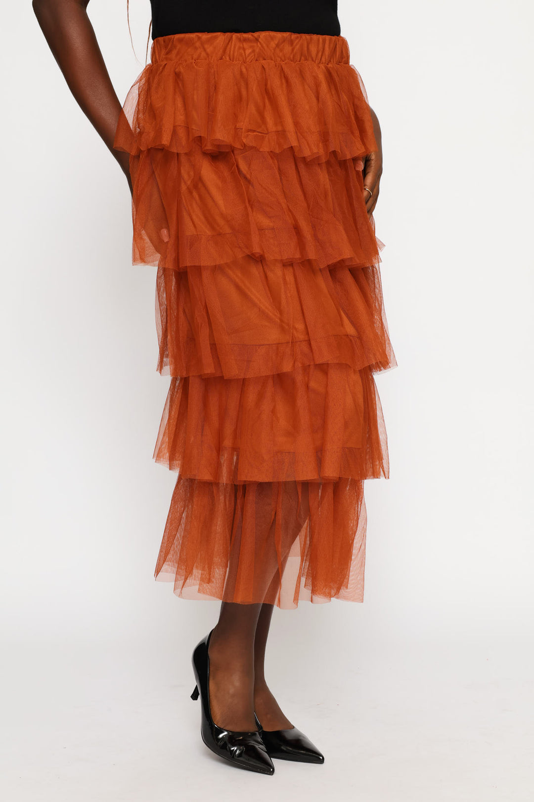 Rara Tiered Midi Skirt - Rust