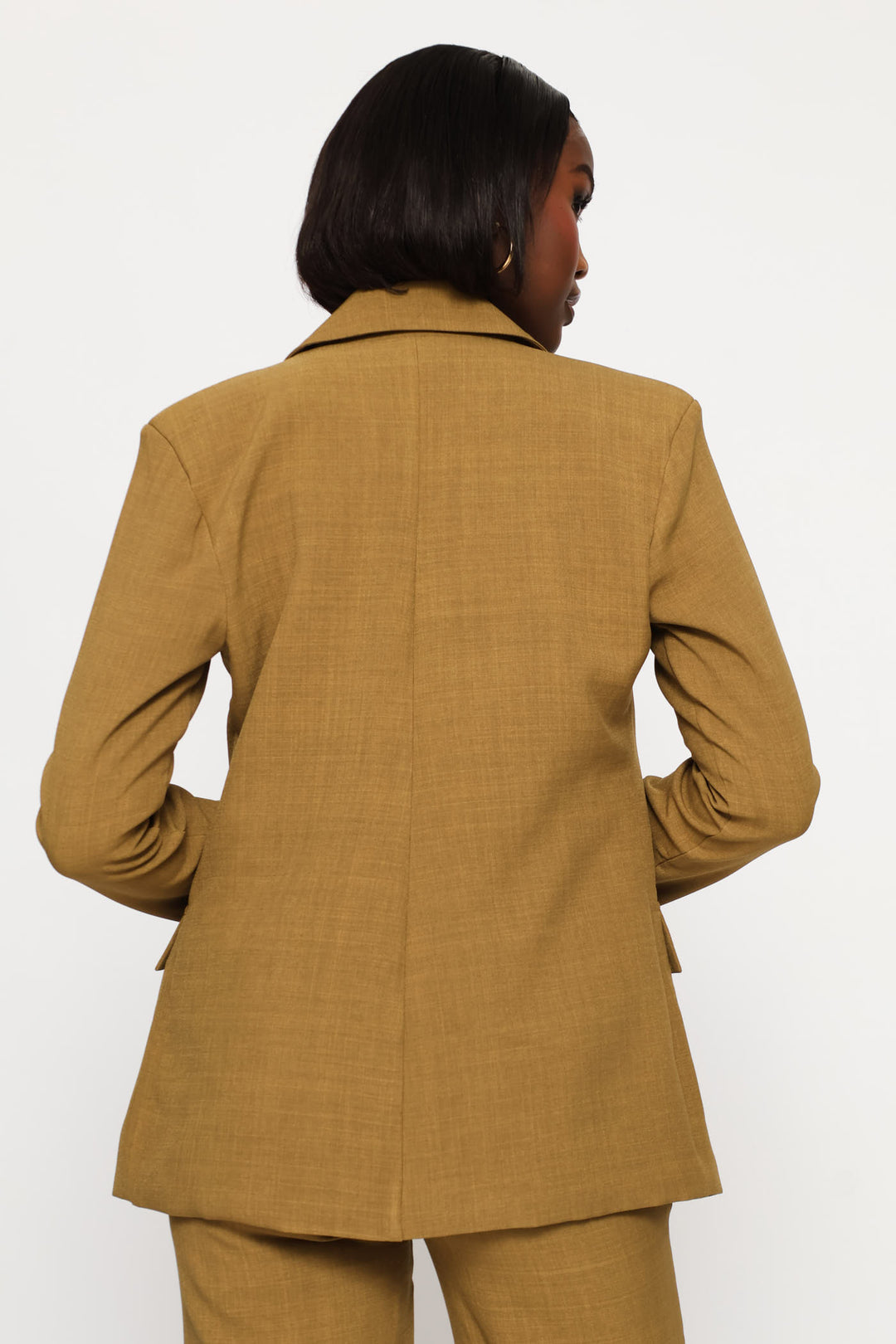 Double Breasted Linen Blend Blazer - Natural