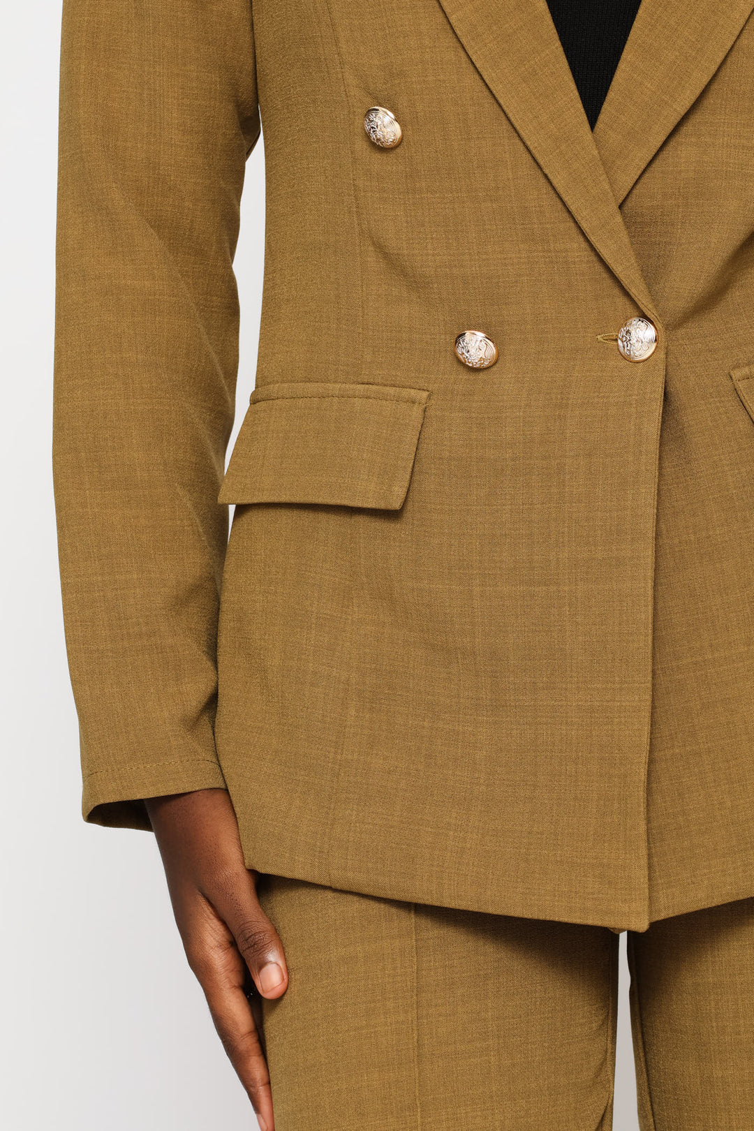 Double Breasted Linen Blend Blazer - Natural