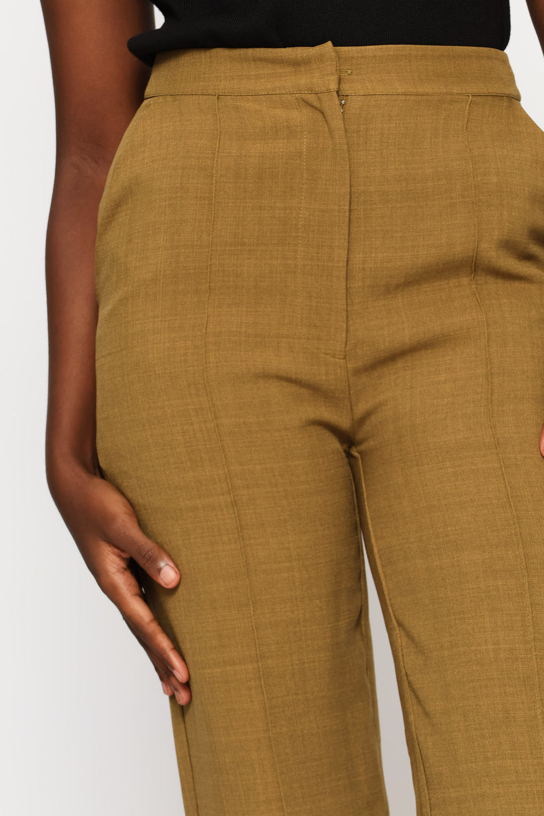 Pin Tuck Linen Blend Straight Leg Pant - Natural