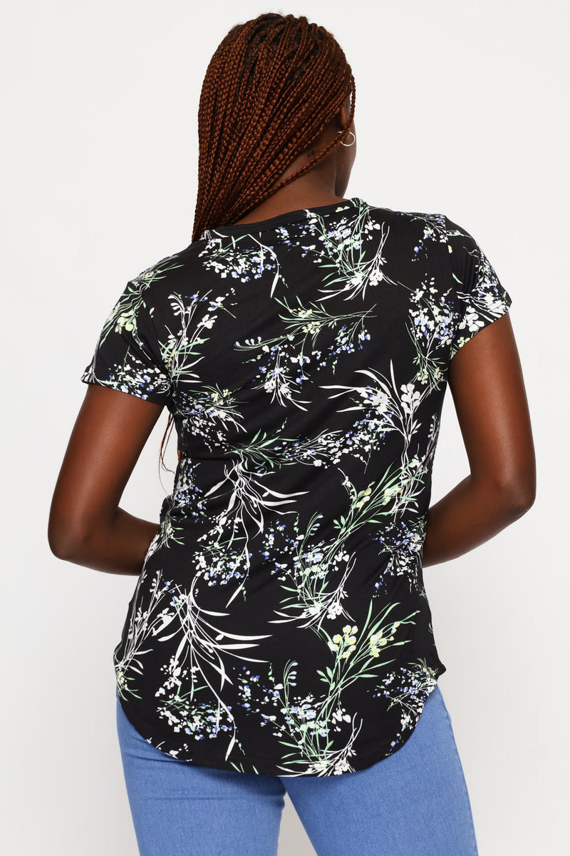 Short Sleeve Printed Pocket Tee - Black