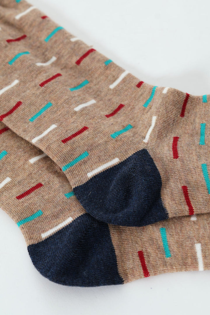 Melange Print Single Anklet Sock - Brown