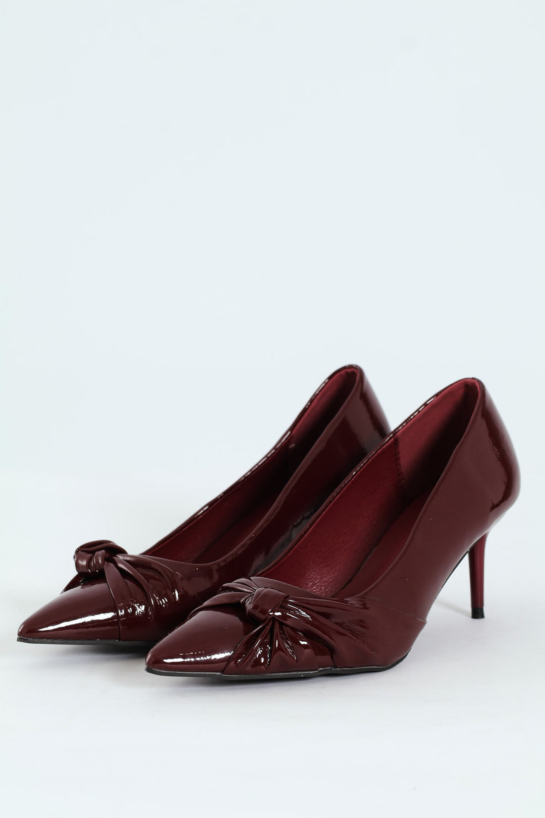 Pointy Twisted Fabric Court Heel - Burgundy