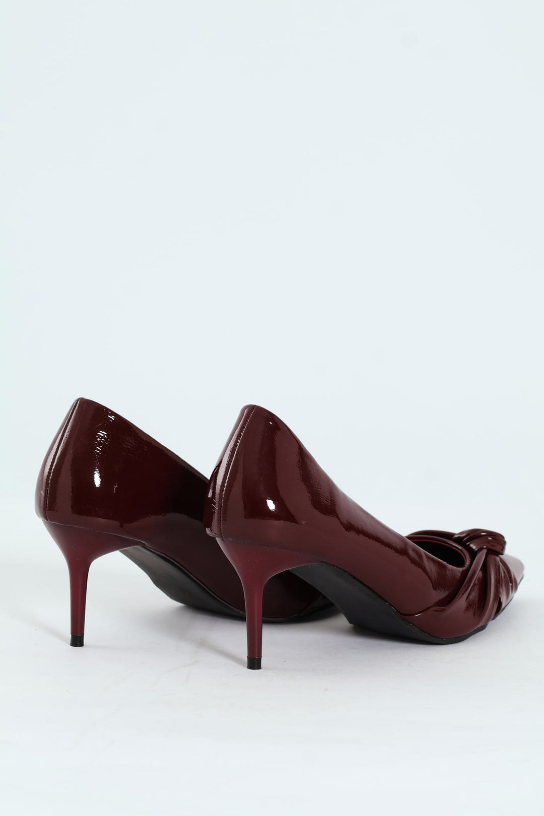 Pointy Twisted Fabric Court Heel - Burgundy