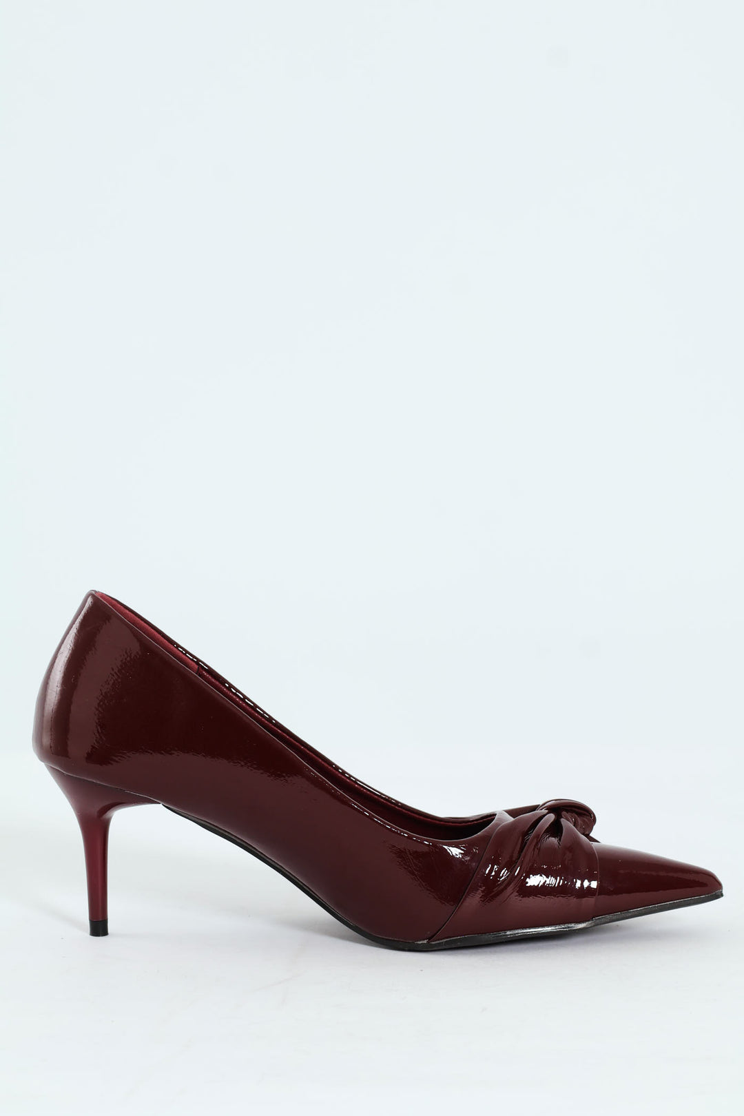Pointy Twisted Fabric Court Heel - Burgundy