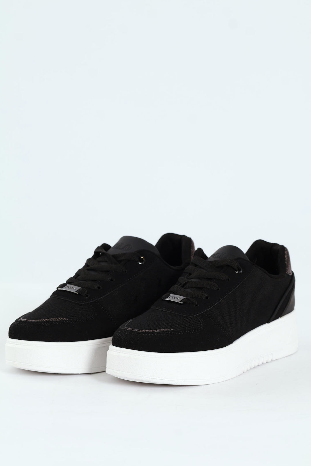 Jacquard Platform Lace Up Sneaker - Black/White