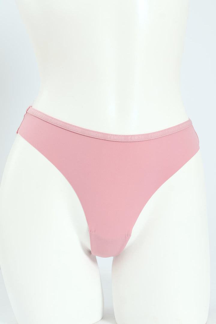 3 Pack Lazer Cut Thong - Mocha/Pink/Off White