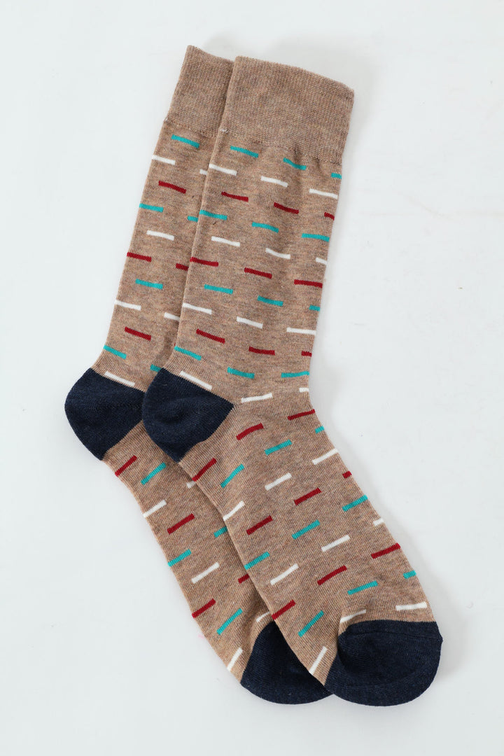 Melange Print Single Anklet Sock - Brown