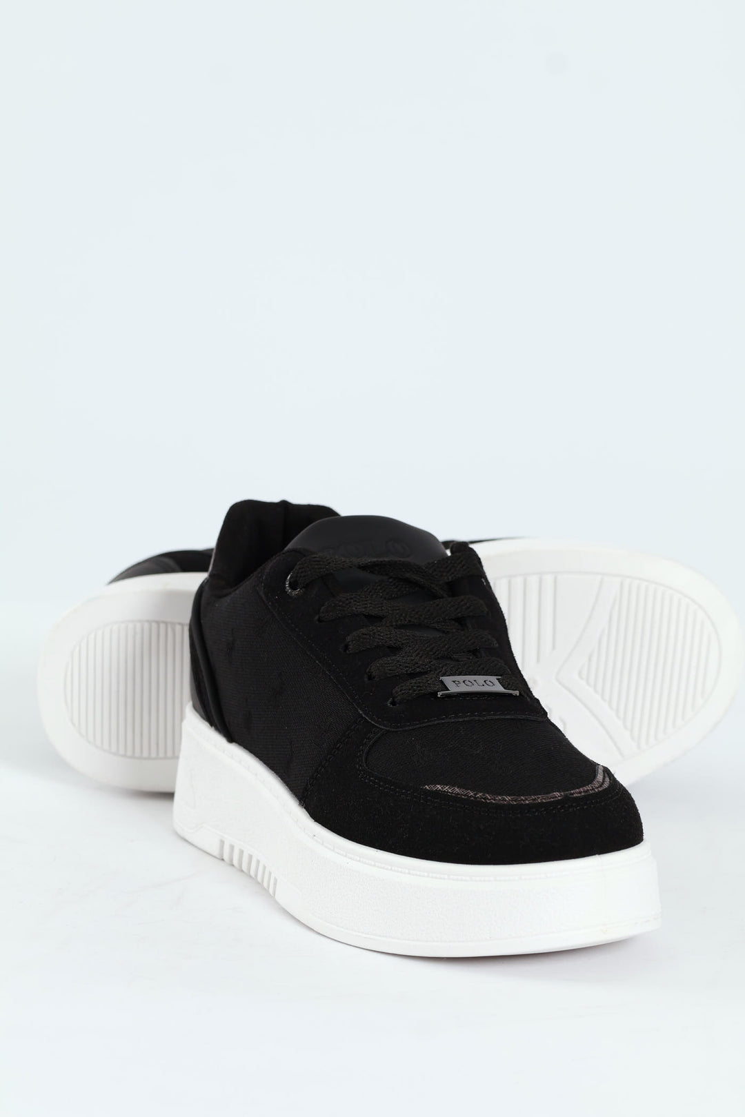 Jacquard Platform Lace Up Sneaker - Black/White