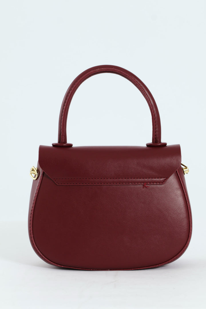 Florence Flap Bag With Top Handle - Burgundy