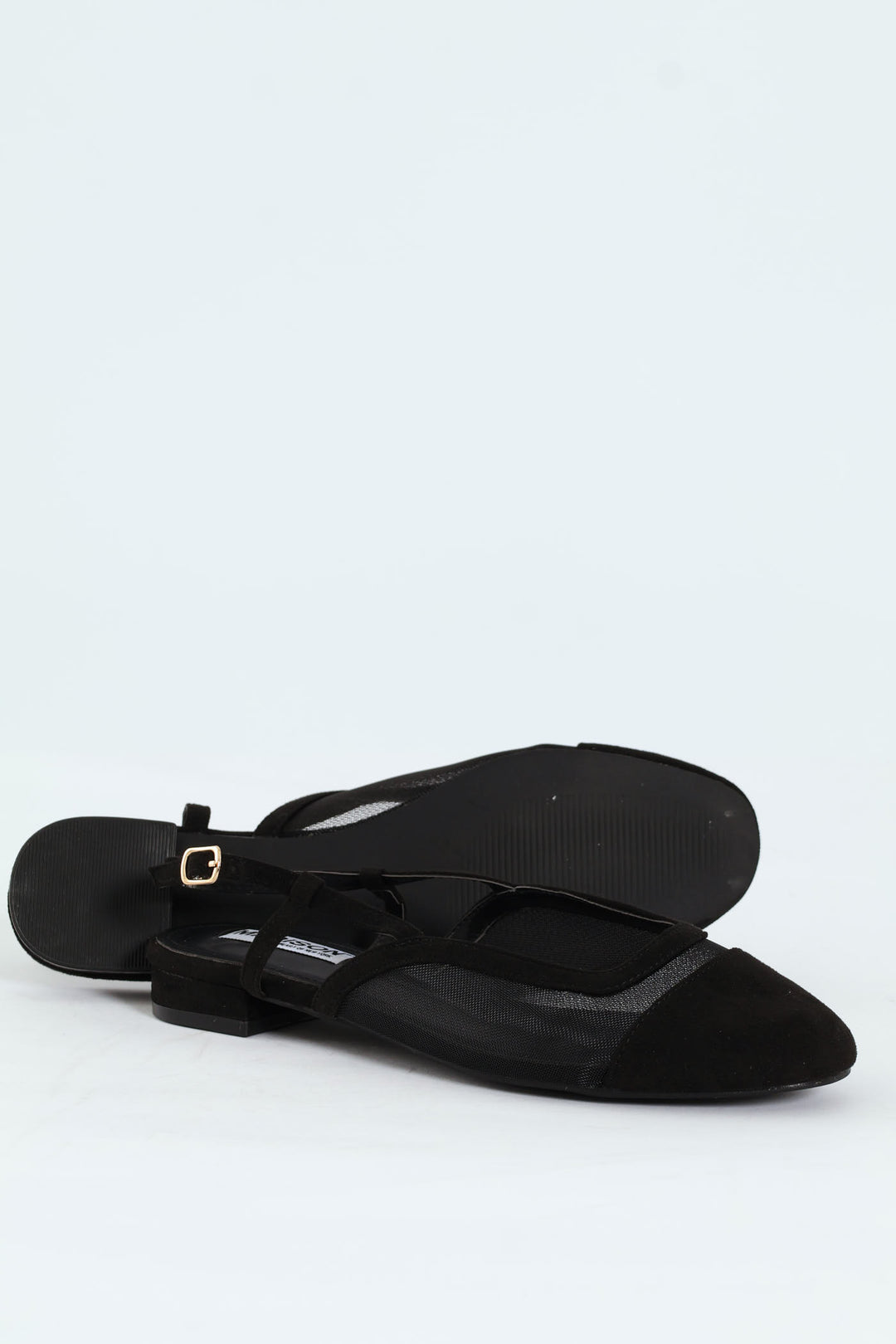 Almond Toe Mesh Sling Back - Black