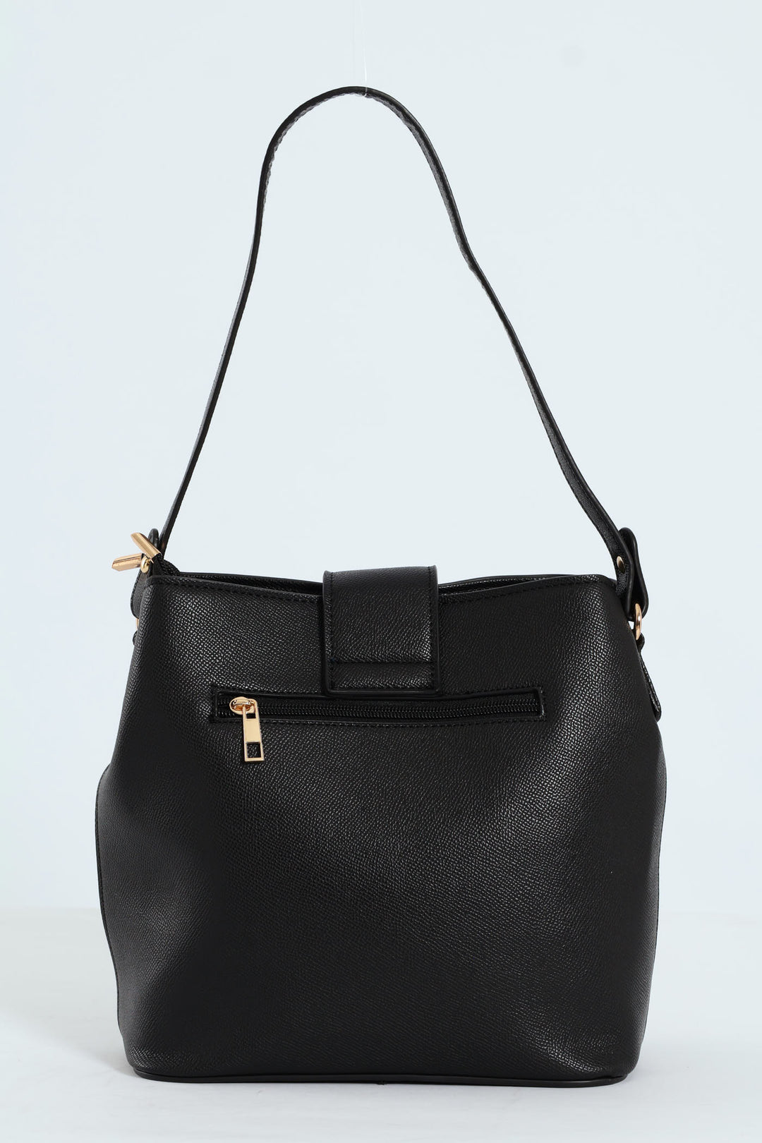 Gold Clasp Flapover Shopper - Black