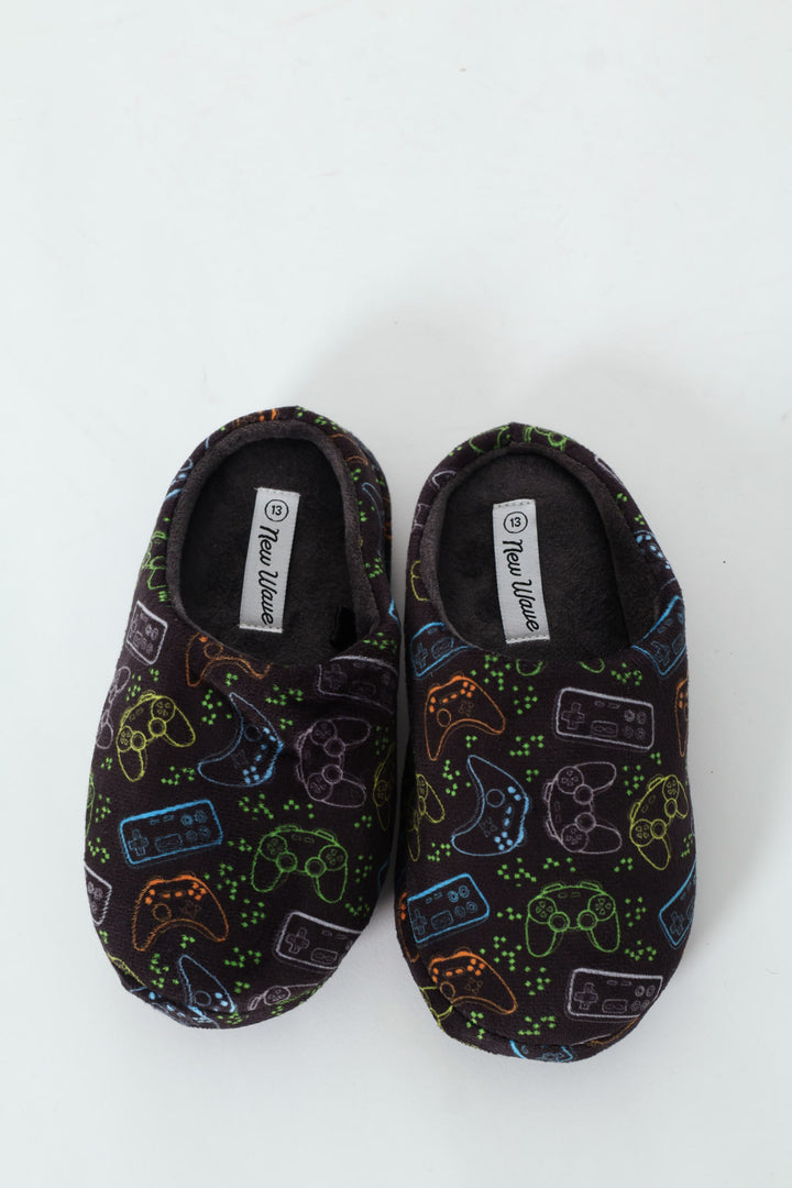 Boys Gaming Slipper - Black