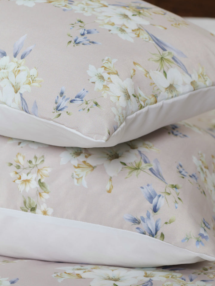 Natural & Blue Floral Duvet Set