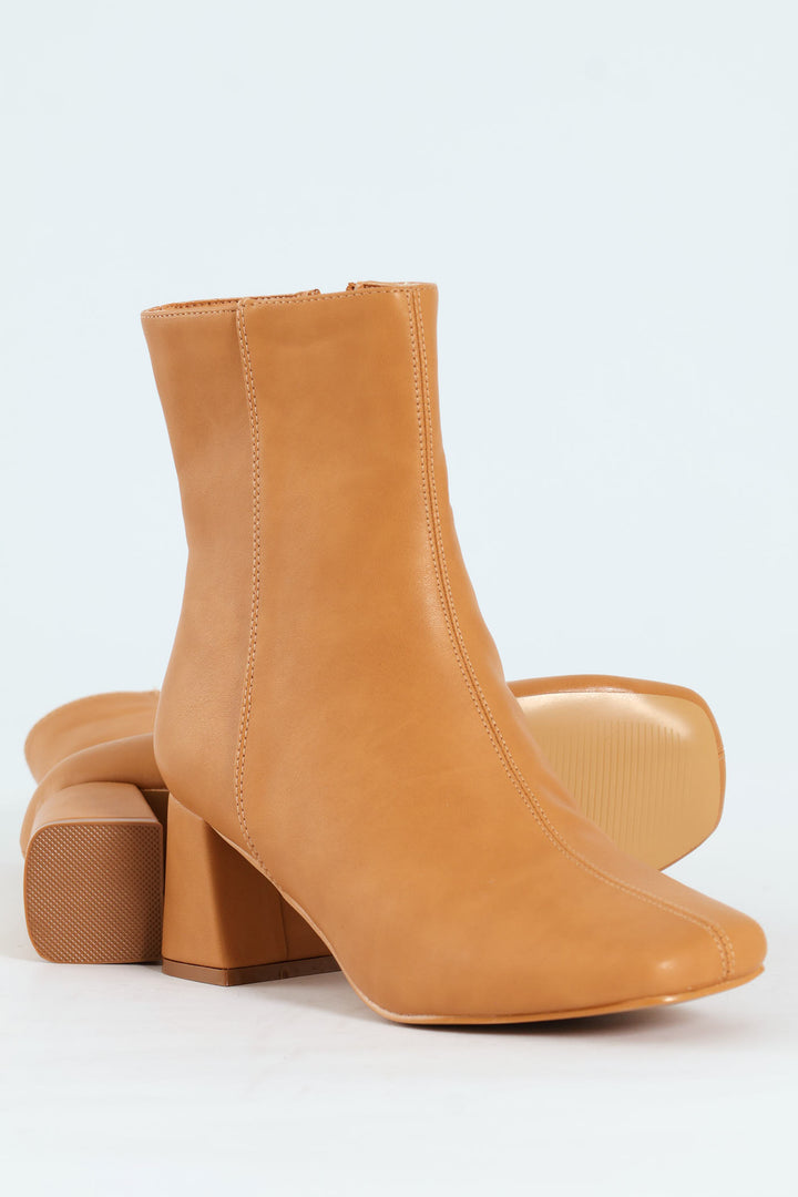 Square Toe Chelsea Boot - Beige