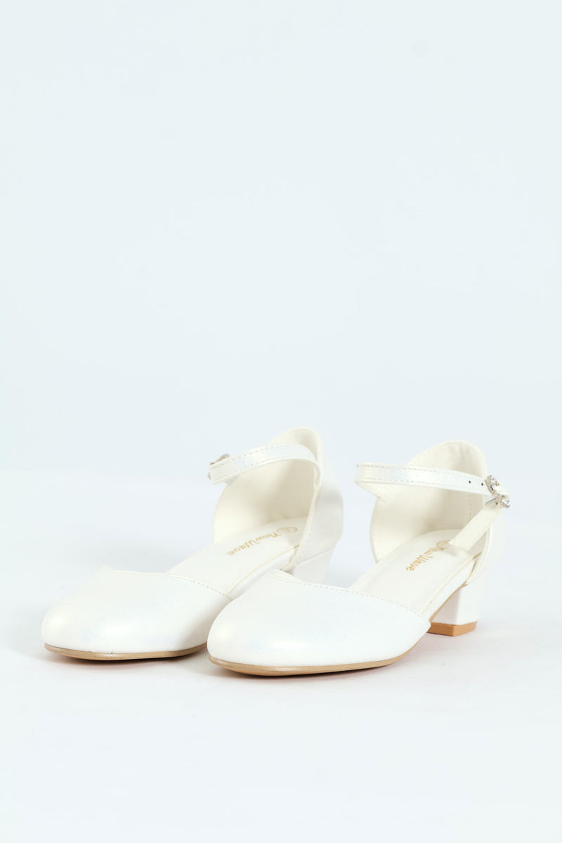 Girls Pearly Occasion Heel - White