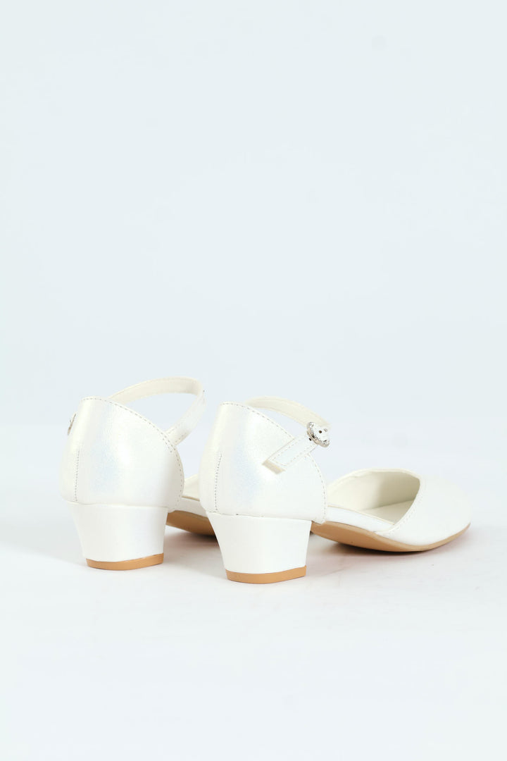 Girls Pearly Occasion Heel - White